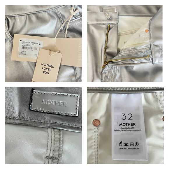 Mother The Vagabond Zip Mini Skirt Faux Leather In Silver Dagger Size 32 - Picture 11 of 13